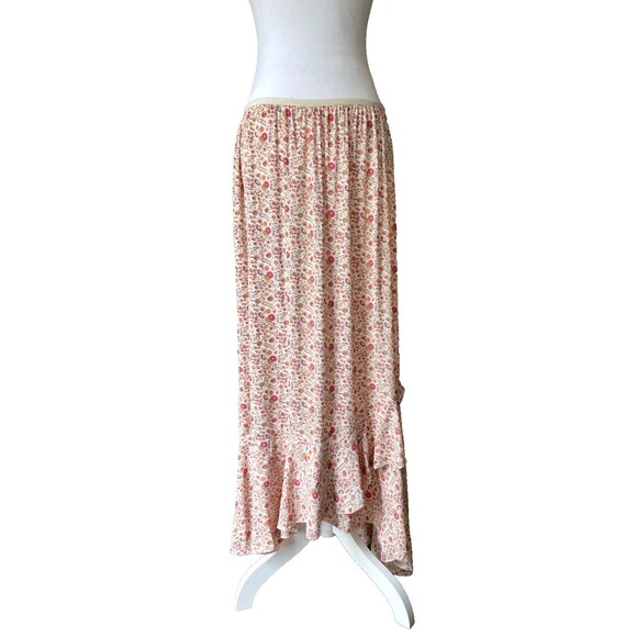 Vintage Y2K Fairy Maxi Skirt M Floral Prairie Cottage Boho Asymmetric Ruffle Hem - Picture 14 of 14